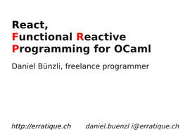 React, Functional Reactive Programming for Ocaml