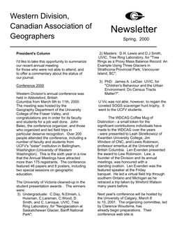 Newsletter Geographers Spring, 2000