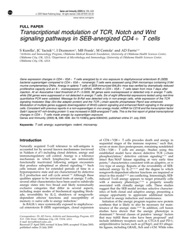 Transcriptional Modulation of TCR, Notch and Wnt Signaling Pathways in SEB-Anergized CD4+ T Cells