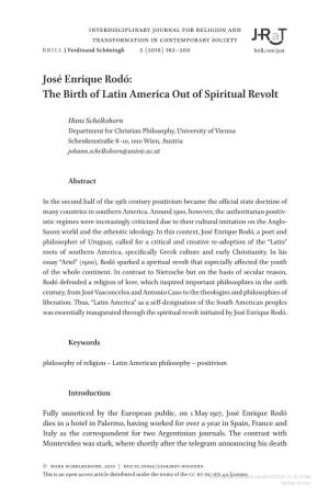 José Enrique Rodó: the Birth of Latin America out of Spiritual Revolt