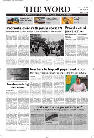 Protests Over Rath Yatra Rock TN