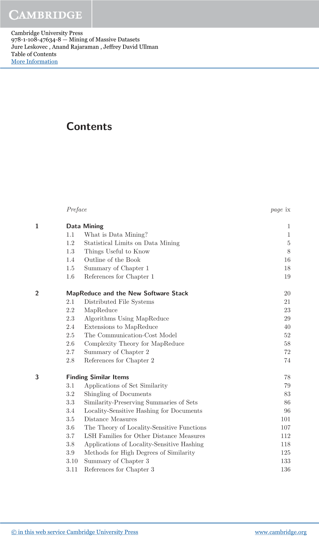 Table of Contents More Information