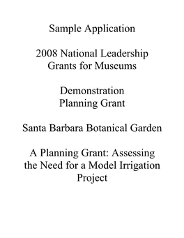 Sample Application 2008 National Leadership Grants for Museums