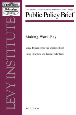 Wage Insurance for the Working Poor