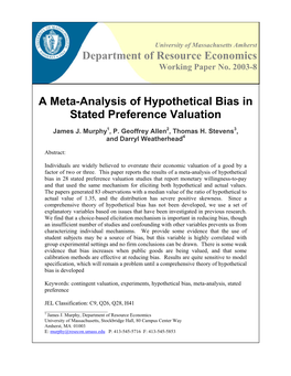 A Meta-Analysis of Hypothetical Bias in Stated Preference Valuation