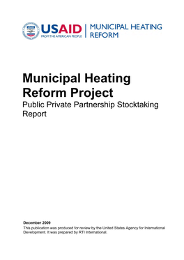 Municipal Heating Reform Project Public Private Partnership Stocktaking Report