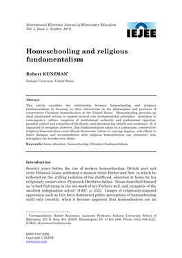 Homeschooling and Religious Fundamentalism