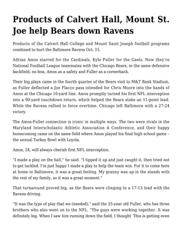 Products of Calvert Hall, Mount St. Joe Help Bears Down Ravens