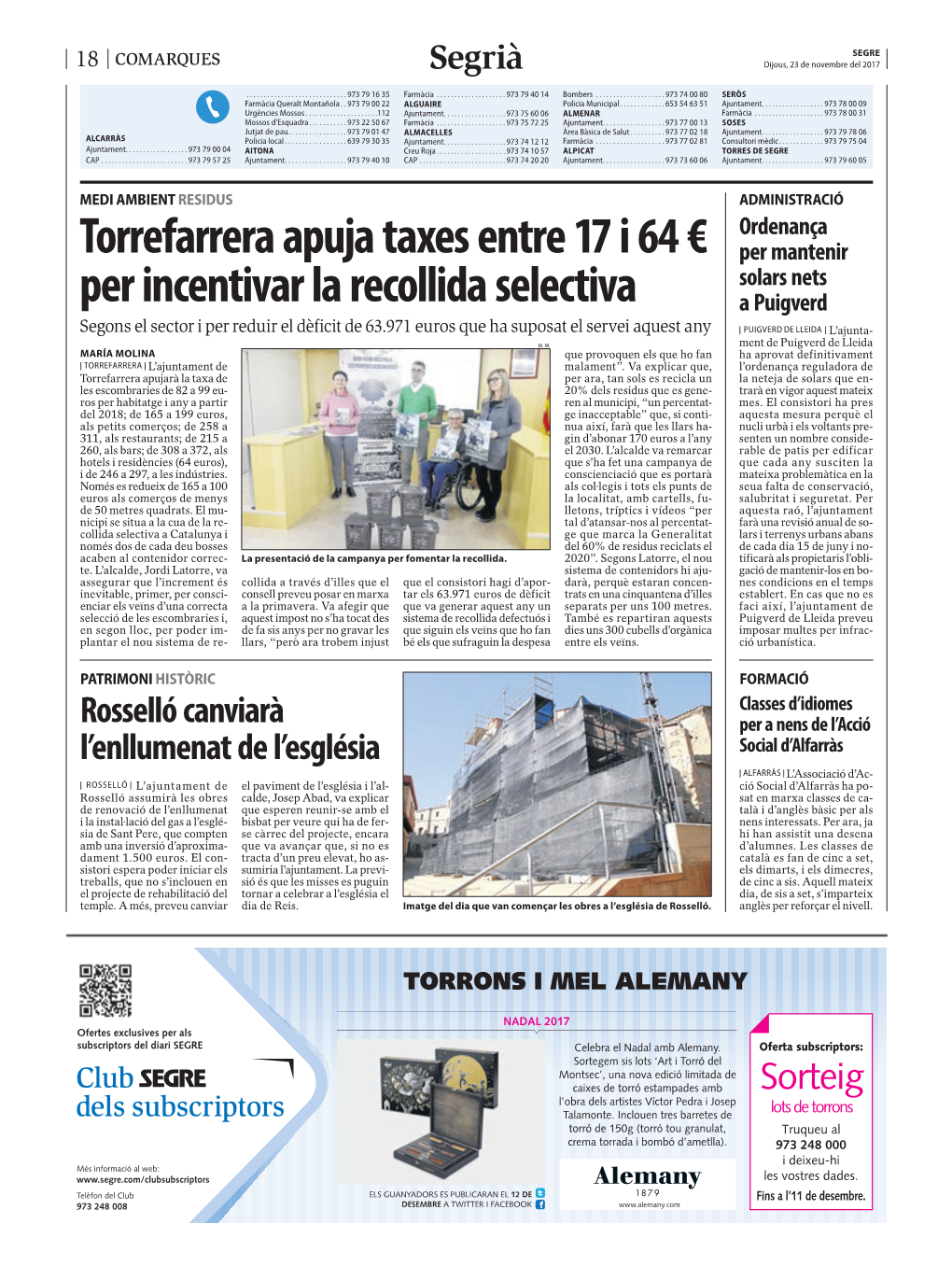 Torrefarrera Apuja Taxes Entre 17 I 64 € Per Incentivar La Recollida Selectiva