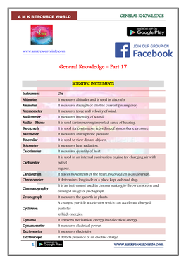 General Knowledge – Part 17