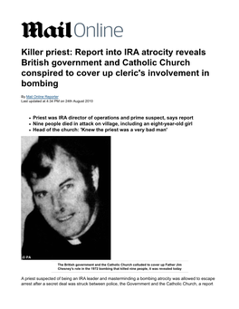 Claudy Bombing Priest James Chesney Report Into IRA Atrocity