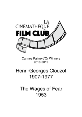 Henri-Georges Clouzot 1907-1977 the Wages of Fear 1953