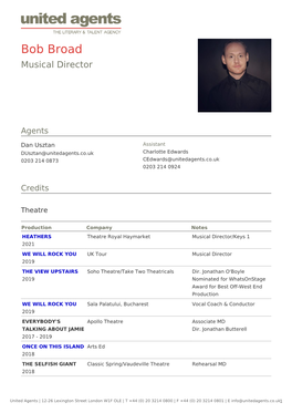 Bob Broad Musical Director