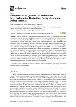 Nanoparticles of Quaternary Ammonium Polyethylenimine Derivatives for Application in Dental Materials