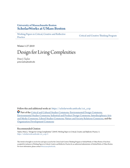 Design for Living Complexities Peter J