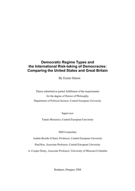 Democratic Regime Types and the International Risk-Taking of Democracies: Comparing the United States and Great Britain