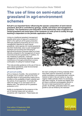 TIN045 the Use of Lime on Semi-Natural Grassland in Agri-Environment Schemes