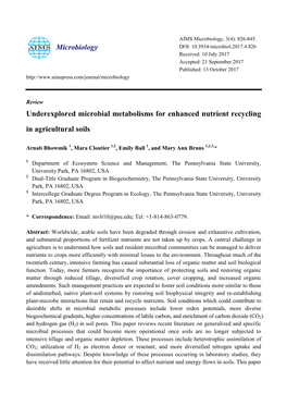 Underexplored Microbial Metabolisms for Enhanced Nutrient Recycling in Agricultural Soils