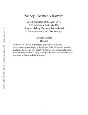 Sidney Coleman's Harvard