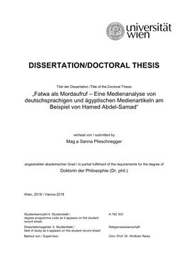 Dissertation/Doctoral Thesis