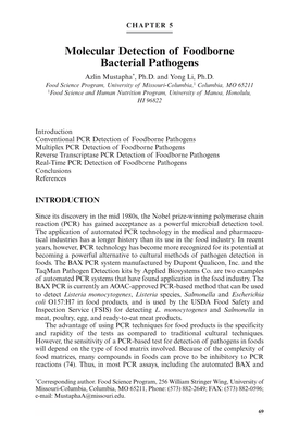 Molecular Detection of Foodborne Bacterial Pathogens Azlin Mustapha*, Ph.D