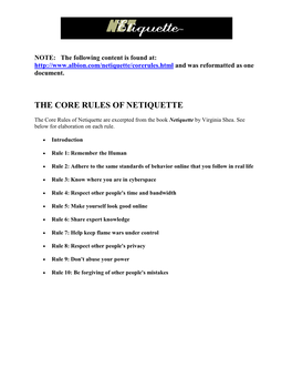 The Core Rules of Netiquette