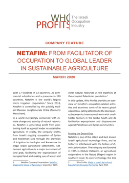 Netafim: from Facilitator of Occupation to Global Leader in Sustainable Agriculture