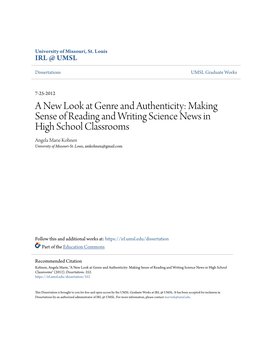 Making Sense of Reading and Writing Science News in High School Classrooms Angela Marie Kohnen University of Missouri-St