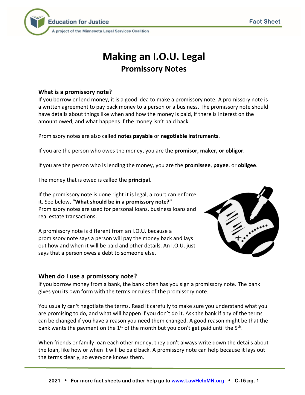 Making an I.O.U. Legal: Promissory Notes (PDF)