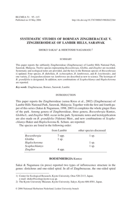 Systematic Studies of Bornean Zingiberaceae V