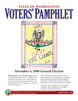 STATE of WASHINGTON November 4, 2008 General Election