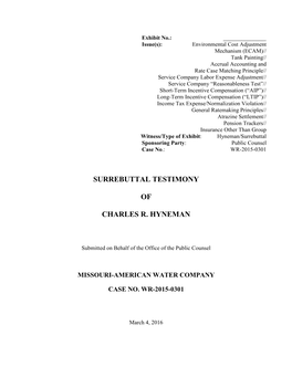 Surrebuttal Testimony of Charles R. Hyneman