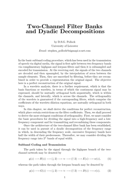 Two-Channel Filter Banks and Dyadic Decompositions
