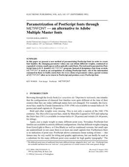 Parametrization of Postscript Fonts Through Metafont-- an Alternative To