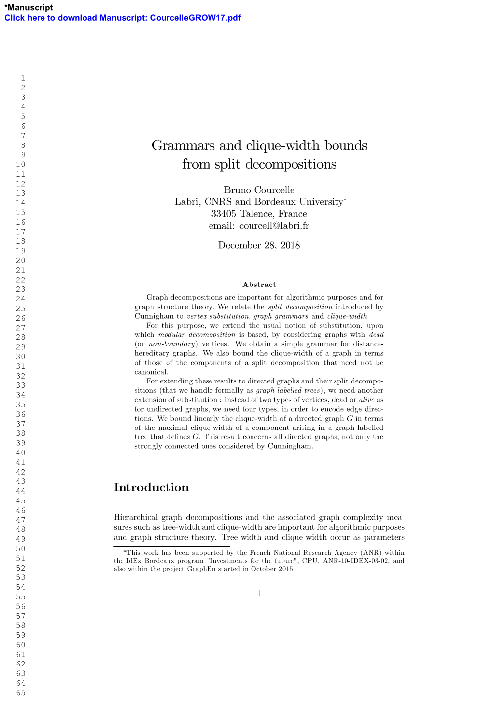 Grammars and Clique-Width Bounds from Split Decompositions