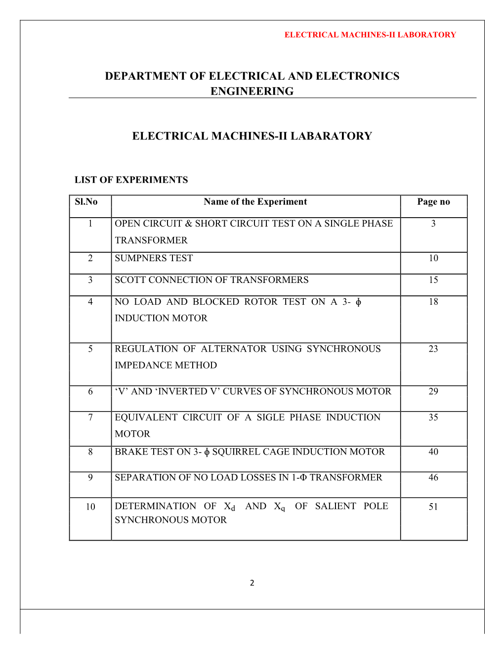 Department of Electrical and Electronics Engineering