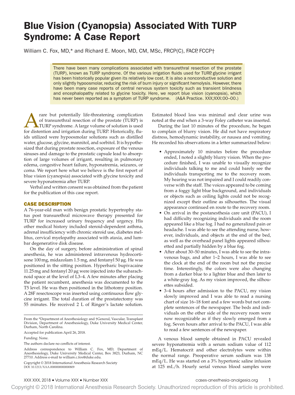 Blue Vision (Cyanopsia) Associated with TURP Syndrome: a Case Report