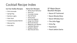 Cocktail Recipe Index
