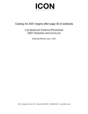 Catalog for 2021 Begins After Page 30 of Addenda