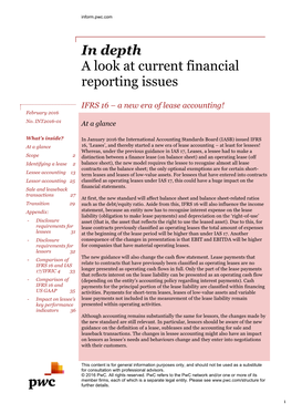 IFRS 16 – a New Era of Lease Accounting! February 2016 No