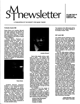 Ewsletter VOLUME TWELVE NUMBER ONE FEBRUARY 1989 A