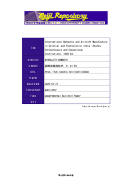 Title International Networks and Aircraft Manufacture in Colonial And