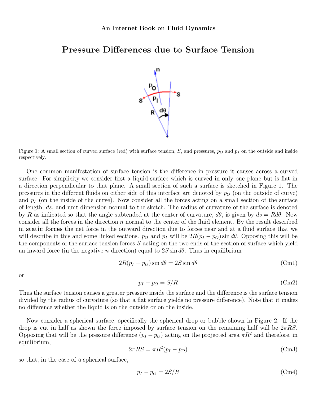 Pressure Differences Due to Surface Tension DocsLib