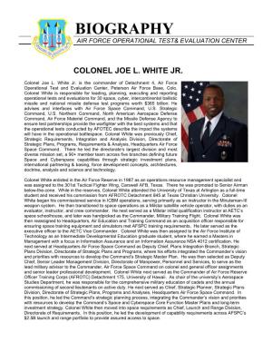 Download Colonel Joe L. White Jr