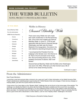THE WEBB BULLETIN Samuel Blachley Webb