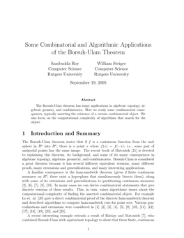 Some Combinatorial and Algorithmic Applications of the Borsuk-Ulam Theorem
