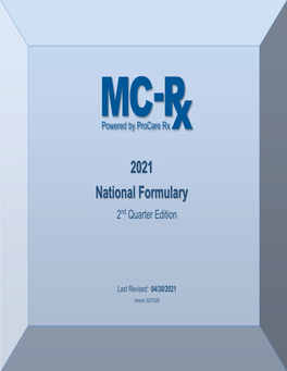 2021 National Formulary 2Nd Quarter Edition