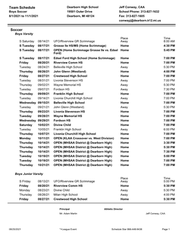 Team Schedule Soccer