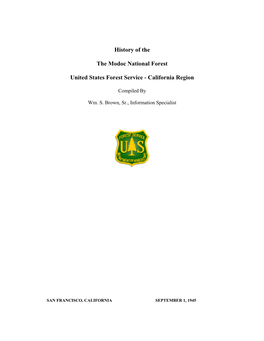 History of the the Modoc National Forest United States Forest Service