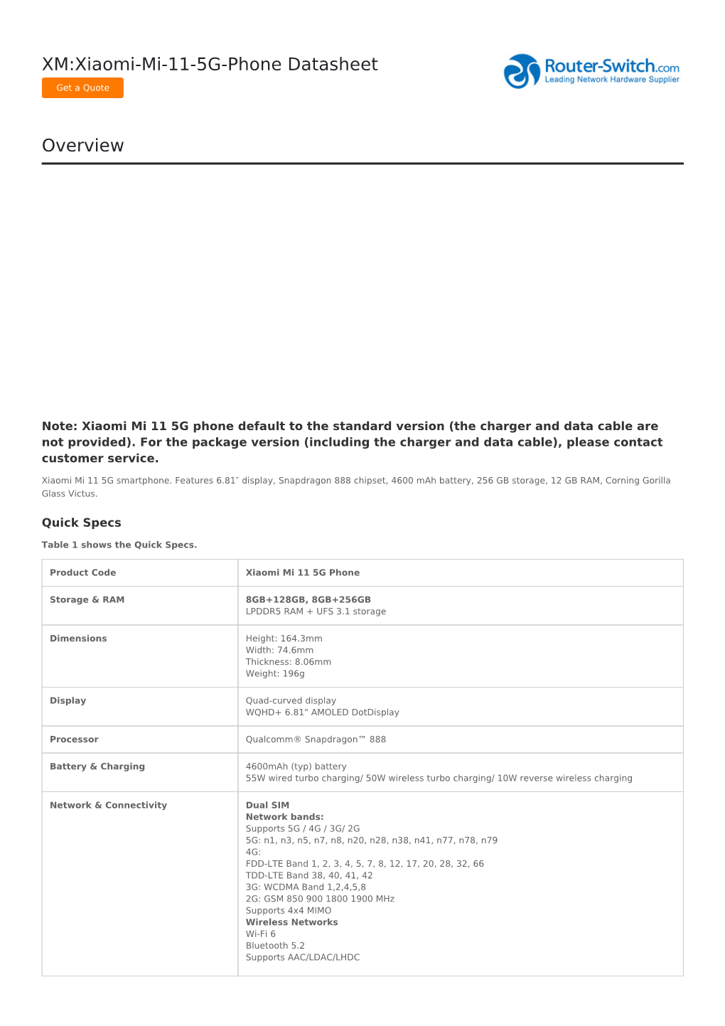 XM:Xiaomi-Mi-11-5G-Phone Datasheet